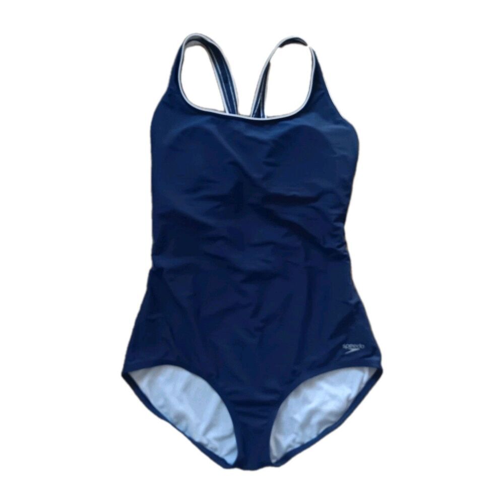 SPEEDO One Piece Swim Suit Women Large Navy Water Sport Summer Vacation Active